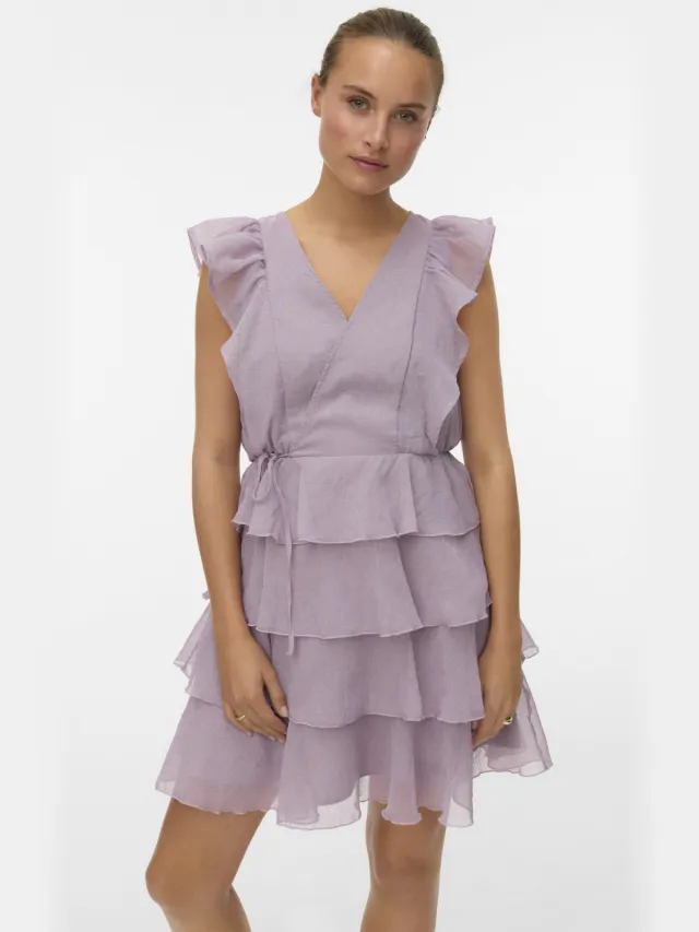 Vero Moda mini jurk met ruches - lila