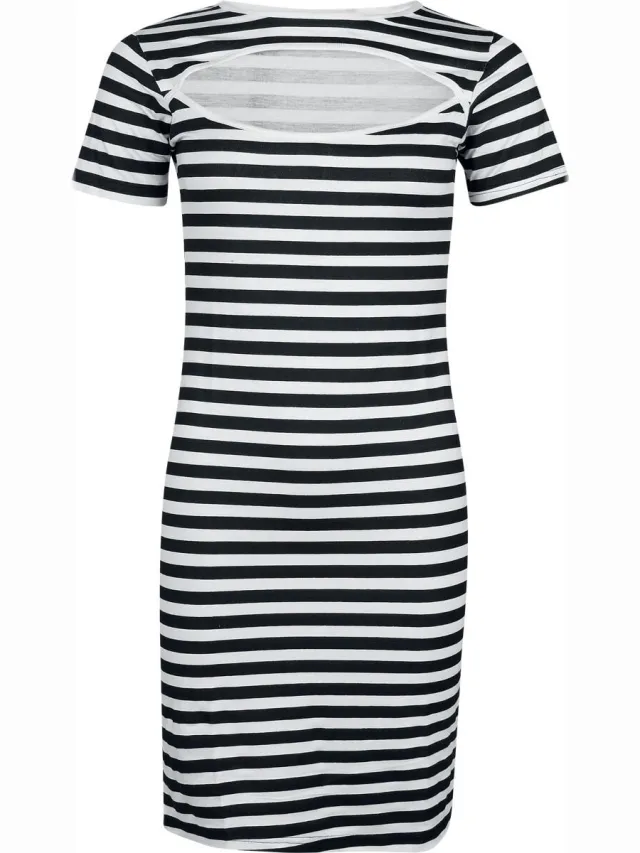R.E.D. ROCK-ENGINEERED DESIGN zwart-witte korte jurk met cut-out halslijn - Dames zwart;wit