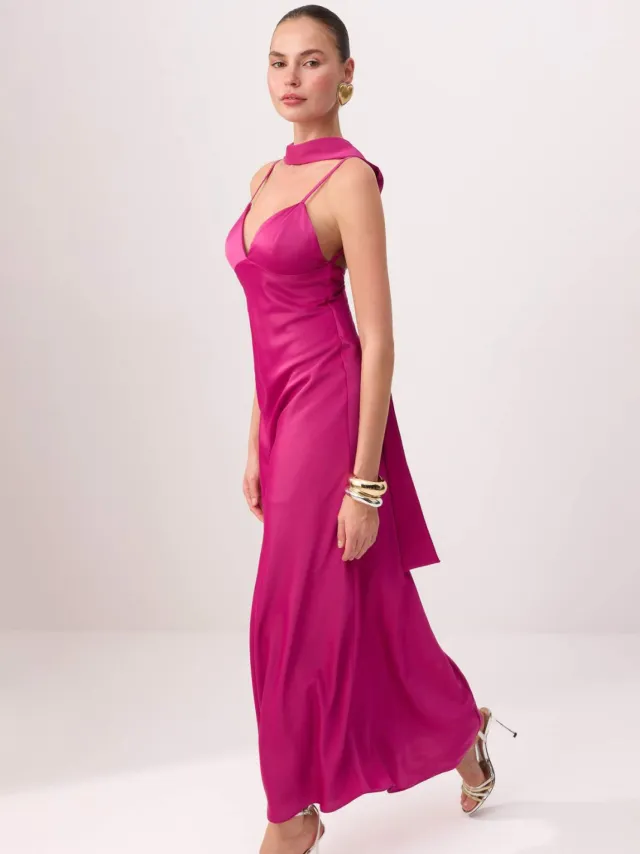 Trendyol TRENDYOLMİLLA Dames Roze Effen Maxi Mouwloos Stijlvol/Avond A-lijn Jurken, foto 2