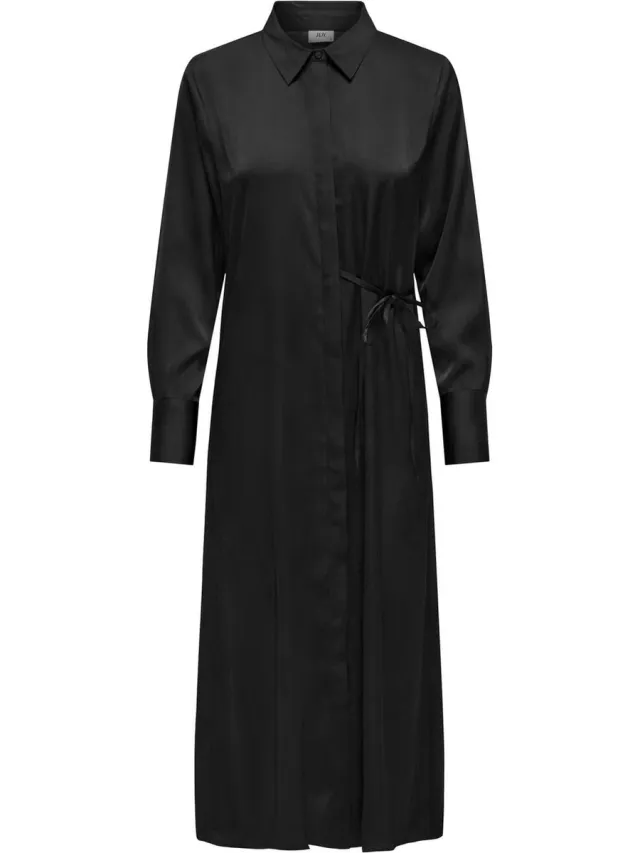 JDY JDYJUDY L/S TIE MIDI SHIRT DRESS WVN - Dames - Mini jurken Zwart