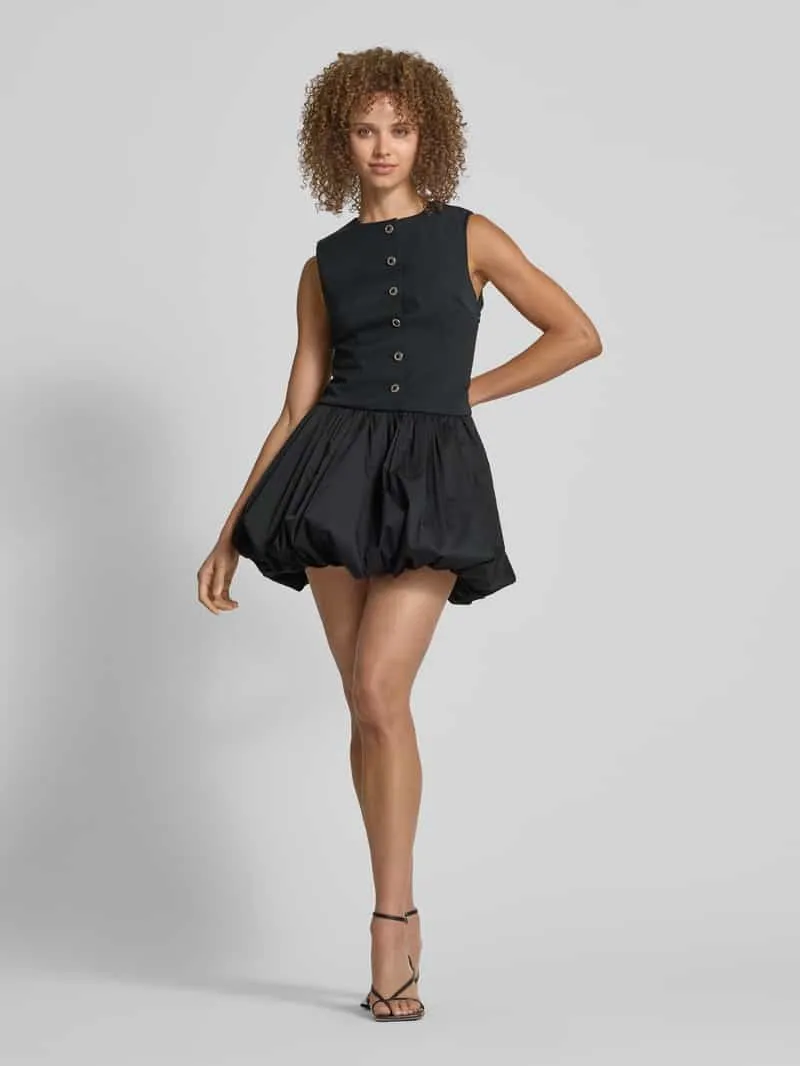 Amy Lynn Cocktailjurk met knoopsluiting, model 'Bea' Zwart