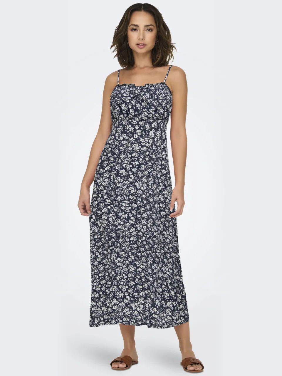 Only Smal vrijetijdsjurk van pure viscose model 'NELLY' donkerblauw / ecru