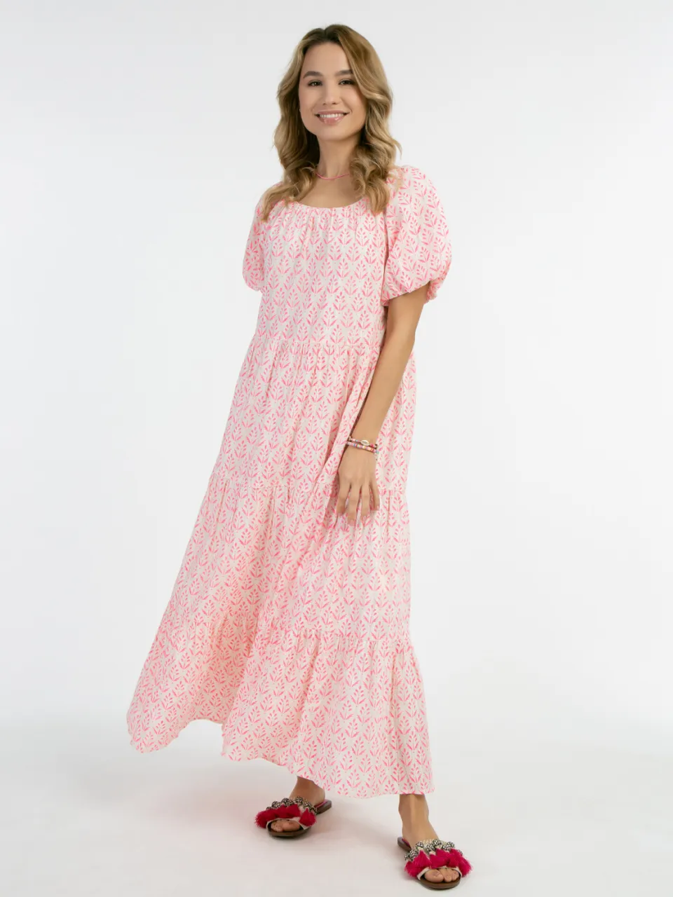 IZIA Maxi-jurk met korte mouwen Dames neonroze
