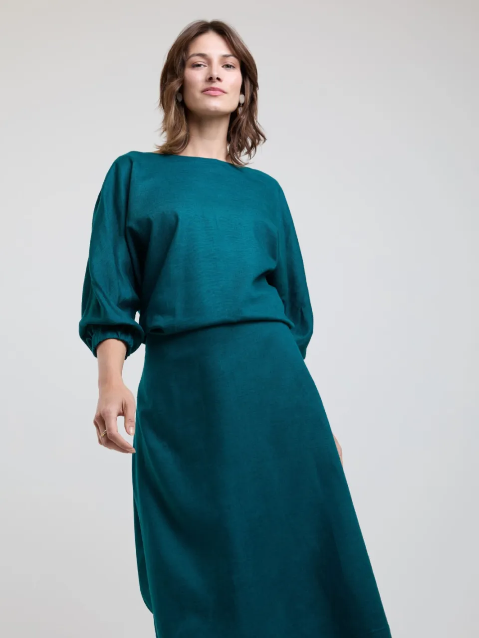 AYANI dames vegan Midi Jurk Andrea Diep Petrol, foto 2