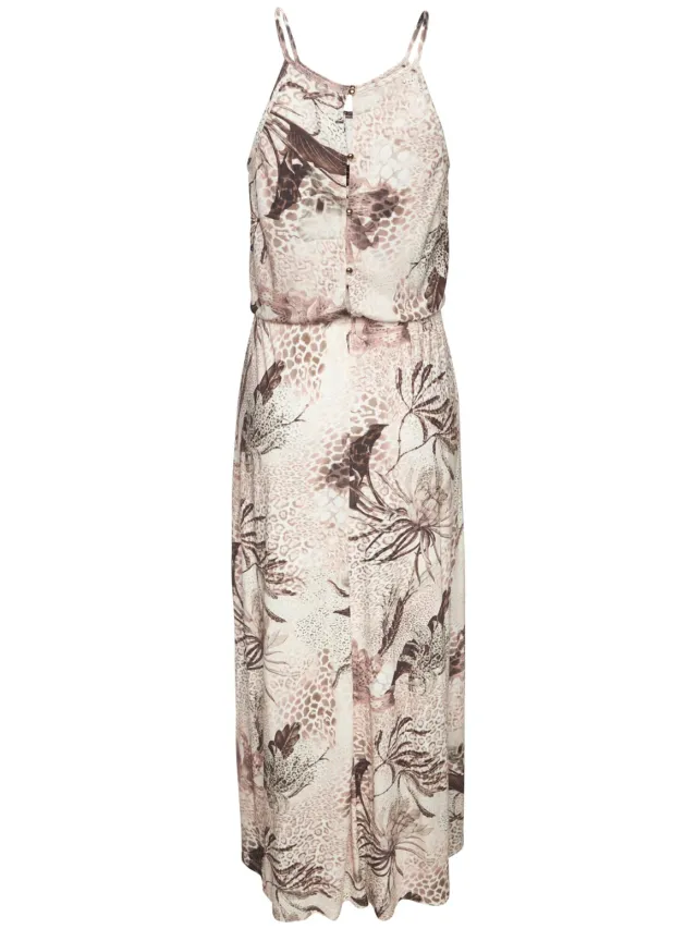 Maxi-jurk taupe-sand bedruckt