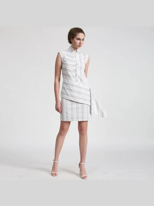 Smart & Joy Verwijderbare mouwen gestructureerde shirtjurk Groen