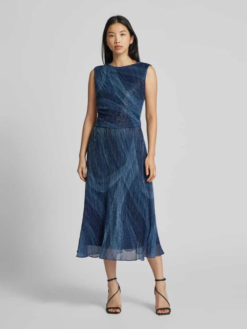 Swing Cocktailjurk met ronde hals Donkerblauw