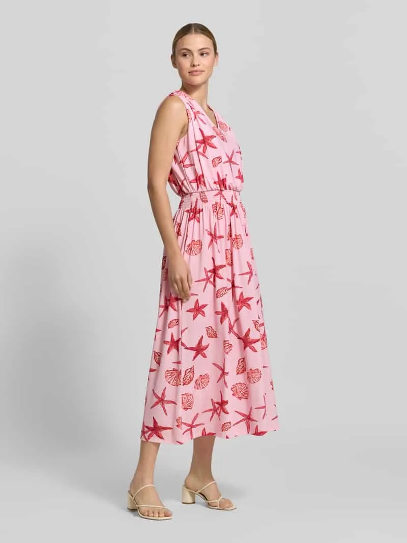 Milano Italy midi-jurk met all-over motiefprint felroze, foto 3