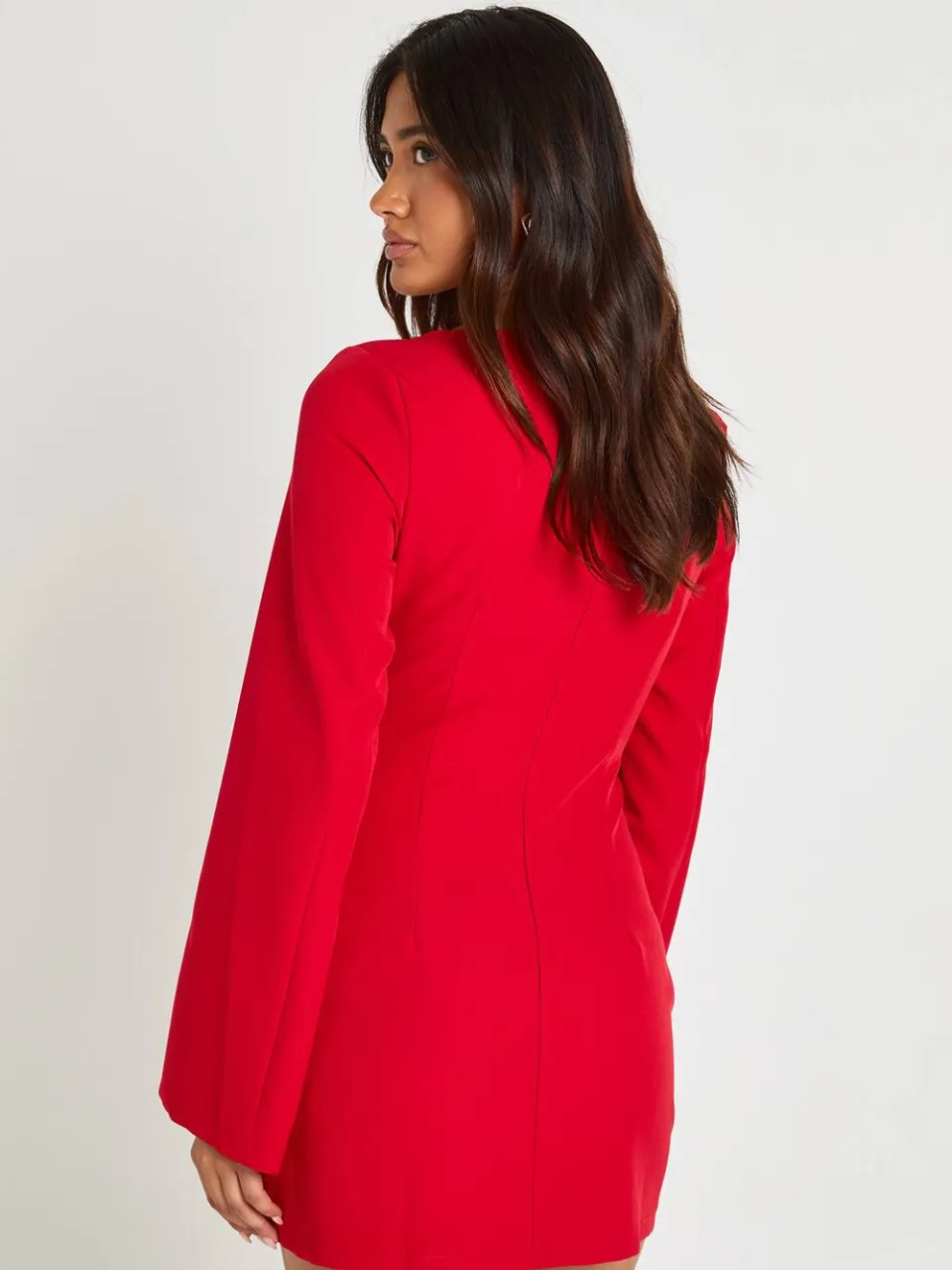 boohoo Dames Mini Jurk Met Lange Mouwen, Slash Hals En Getailleerde Pasvorm rood, foto 2
