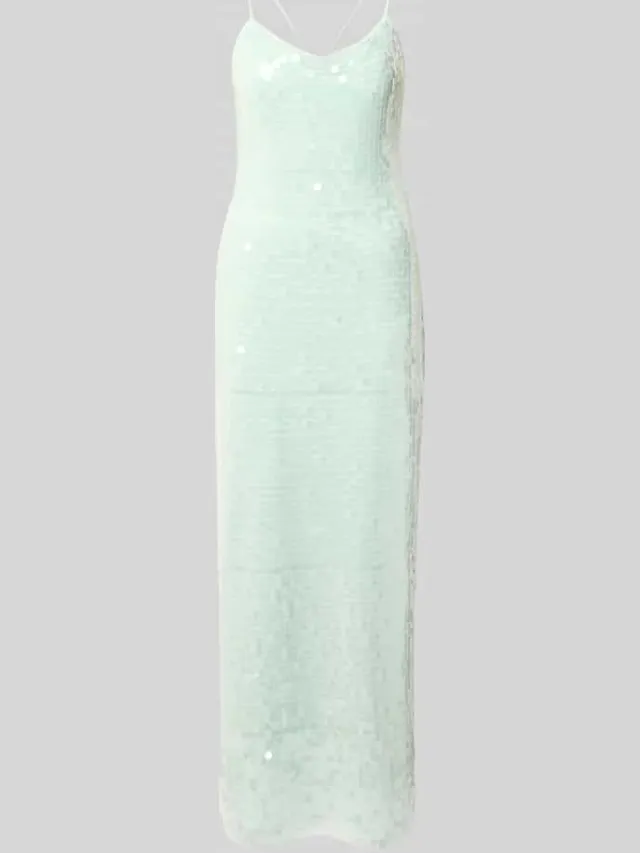 Jake*s Cocktail maxi-jurk met pailletten en cascadehals lindegroen, foto 2