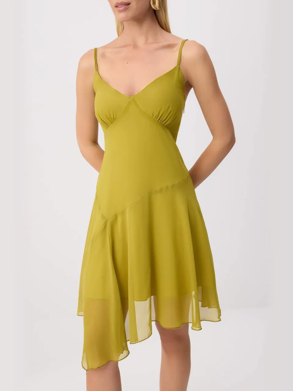 Trendyol TRENDYOLMİLLA Dames Groen Effen Kort / Mini Mouwloos Recht Jurken, foto 2