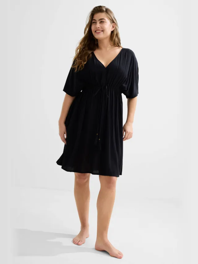 BEACHWAVE crinkle strandjurk zwart