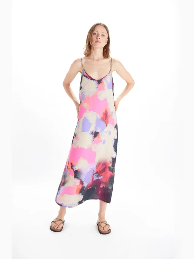 Neu Nomads dames vegan Midi Jurk Sammie Edelsteenprint Crème