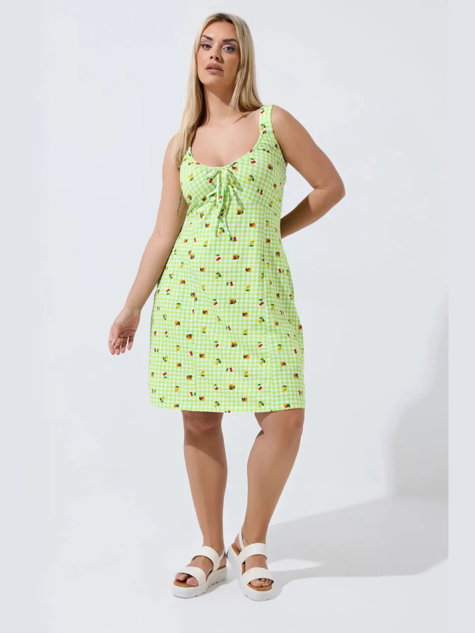 Limited Collection Groene Minijurk Met Geruit Fruitprint-56, foto 2