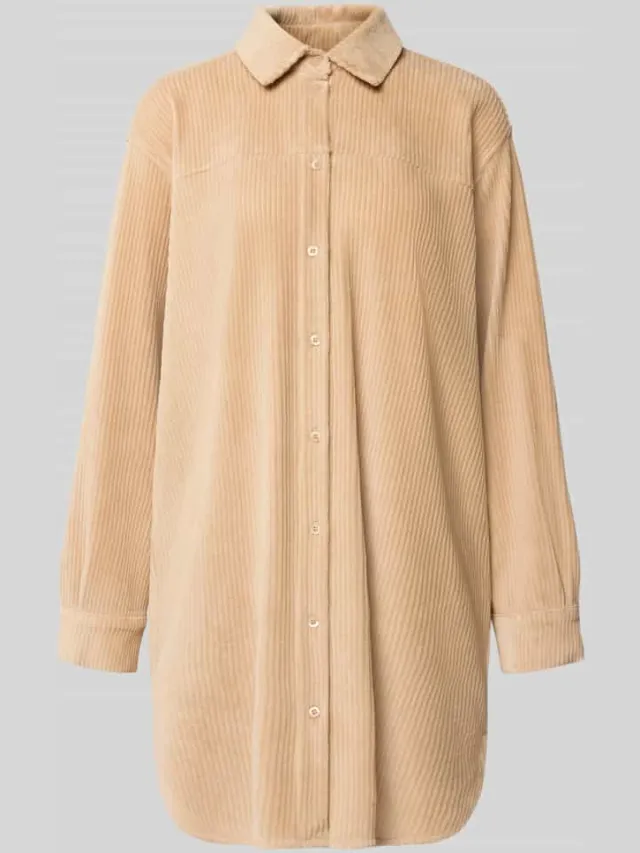 Jake*s Jurk van katoenmix in overhemdblouselook camel, foto 2