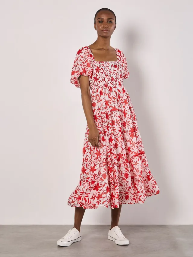 Apricot Sarasa Floral Tiered Midi Dress Room