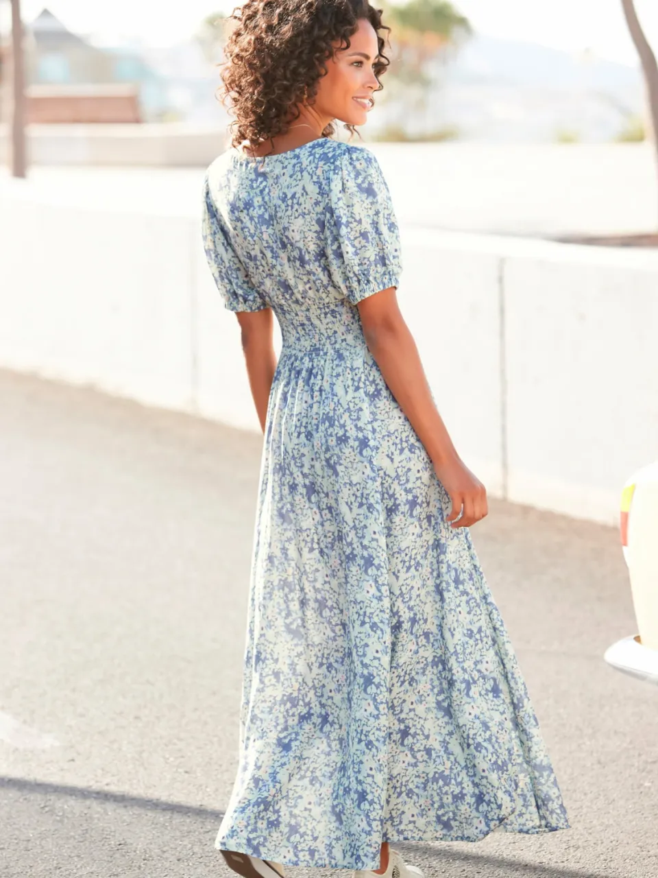 Maxi-jurk blauw geprint