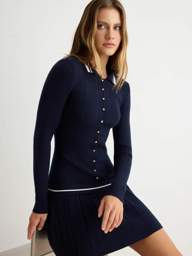 Trendyol TRENDYOLMİLLA Dames Donkerblauw Colorblock Extra Kort Super Mini Lang Bodycon Jurken Marineblauw/Blauw