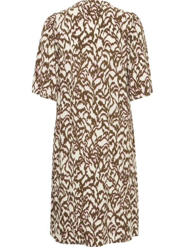 Fransa FRMERLE DR 1 Dames Jurk Dark Olive AOP MS24 01B