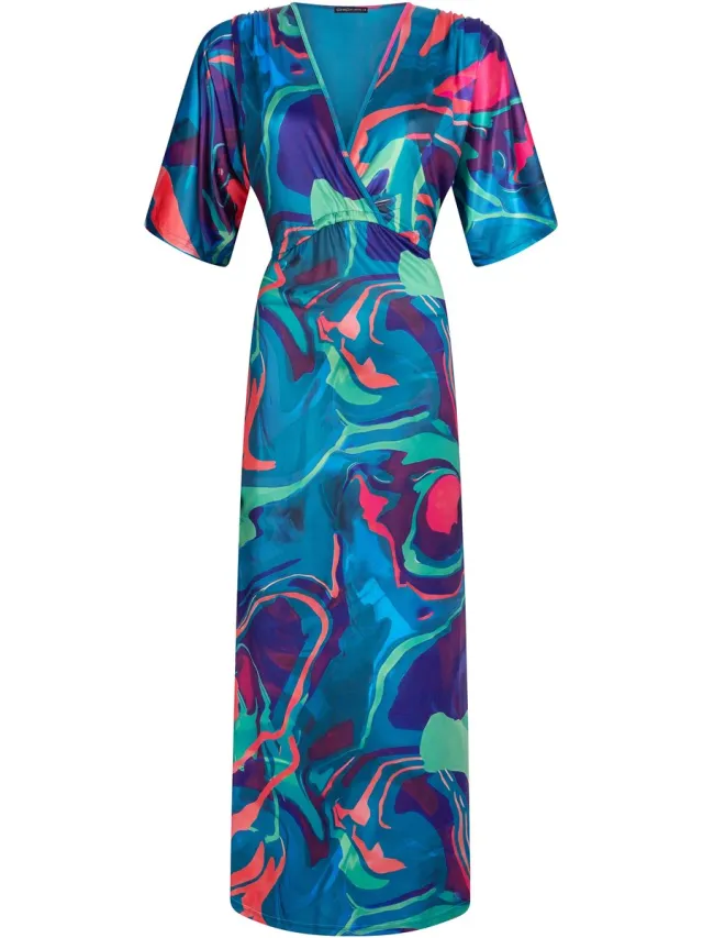 Chic by Lirette Kimono jurk Lotus Sorobon - Deep Turquoise
