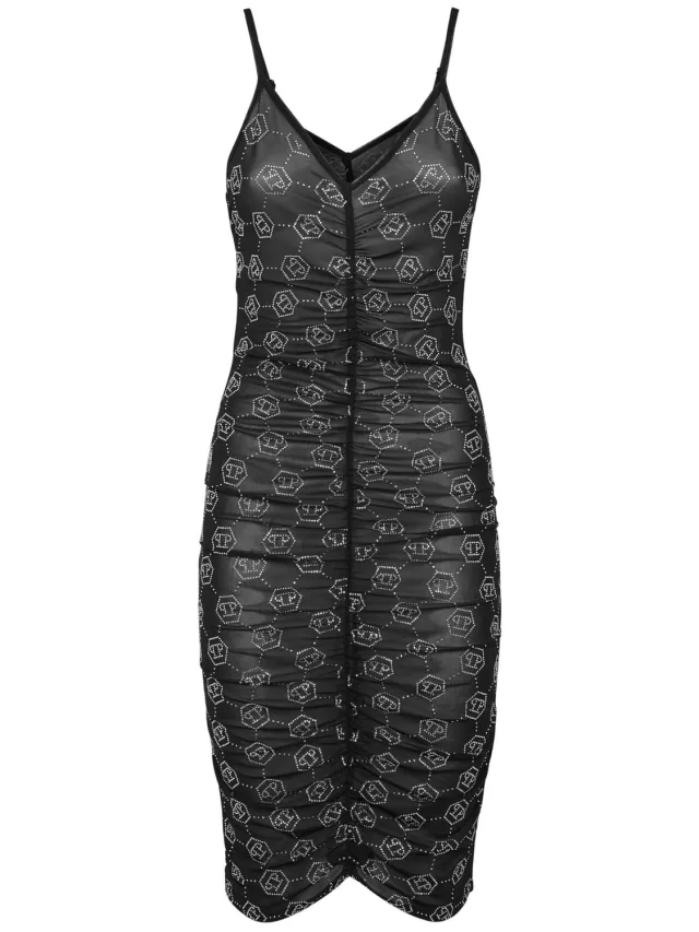 Philipp Plein Korte Jurk Monogram zwart, foto 2