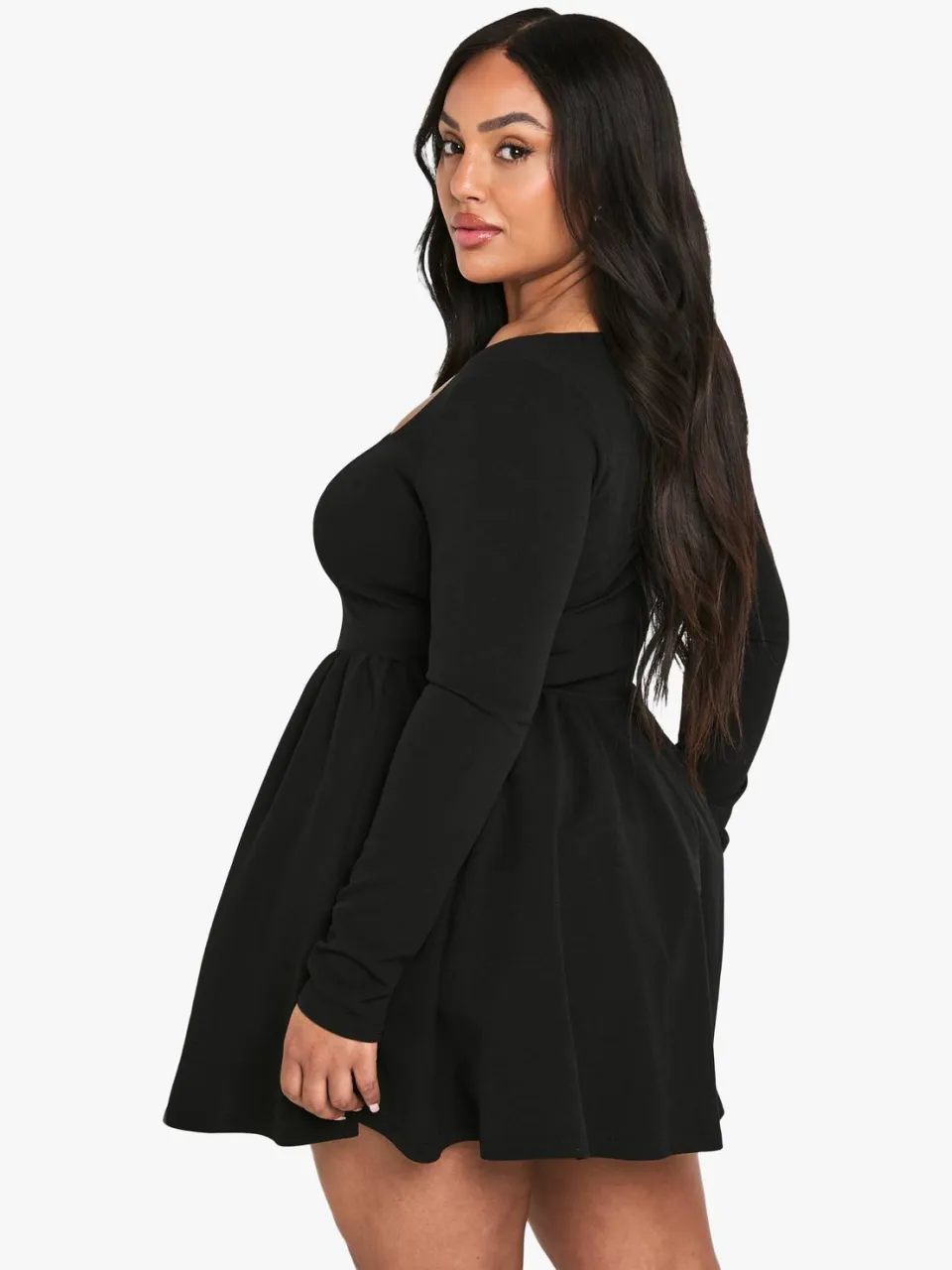 boohoo Dames Plus Korset Detail Skater Jurk zwart, foto 2