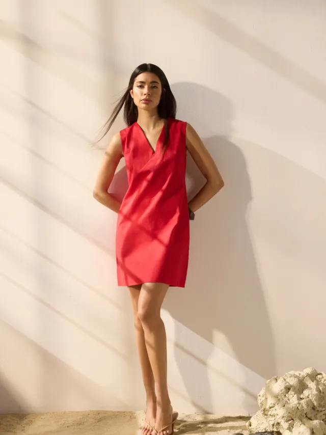 Trendyol TRENDYOLMİLLA Dames Rood Effen Kort / Mini Mouwloos Casual A-lijn Jurken
