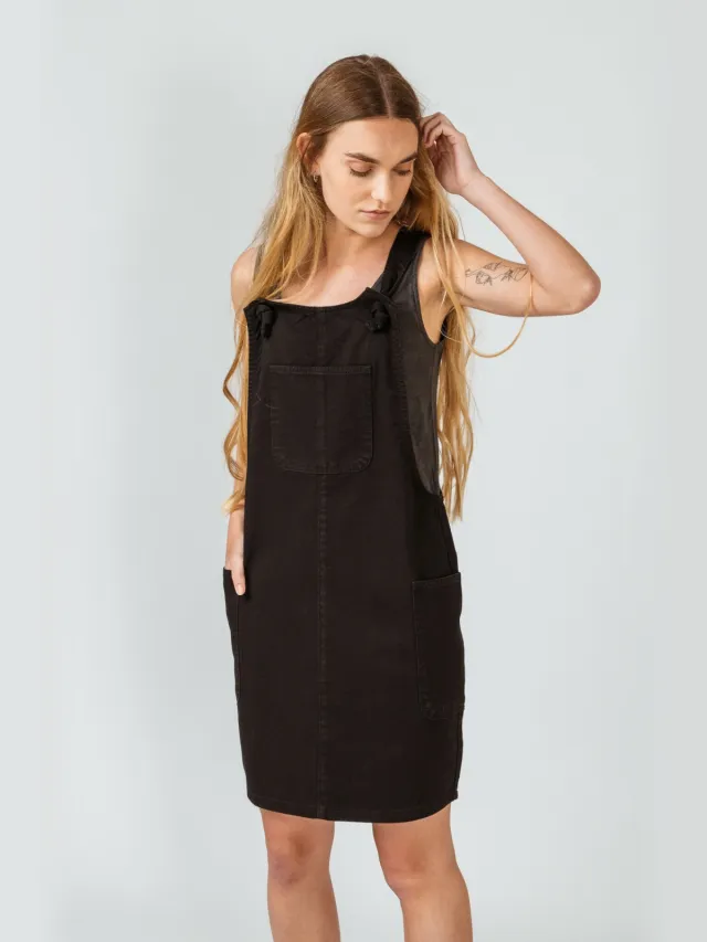 Skfk dames vegan Overgooier Jurk Pinafore Zwart