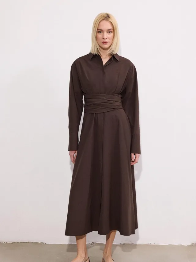 TOUCHÉ PRIVÉ Blousejurk met riem - Bruin - Dames