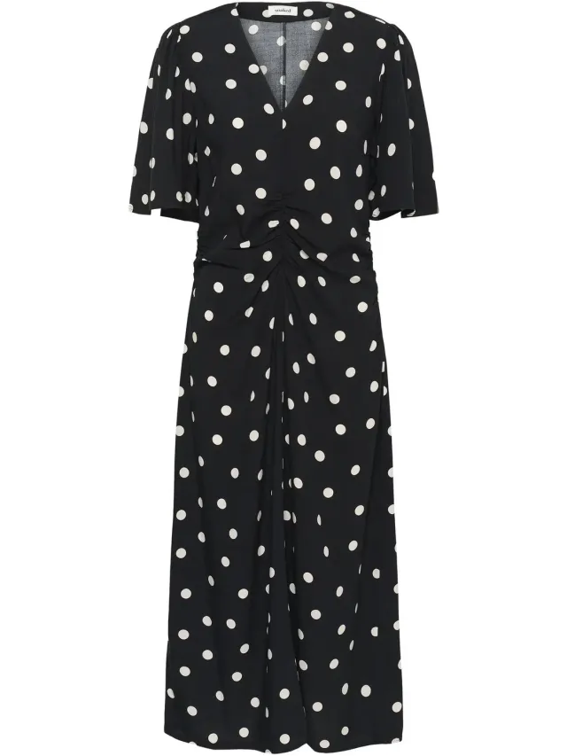 SOAKED IN LUXURY Witte stippen jurk dames Soaked in Luxury SLArjana black with oatmeal dot