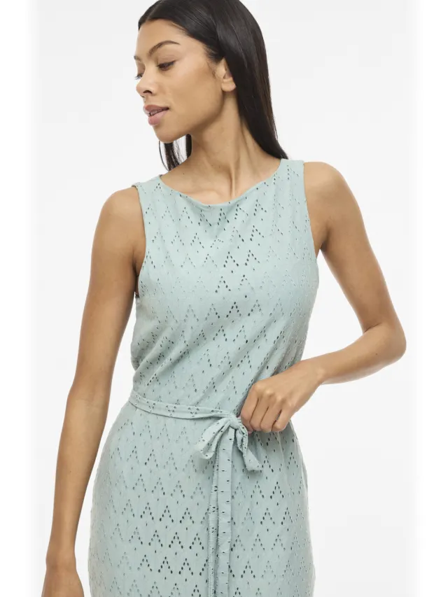 Vila midi jurk broderie turquoise, foto 2