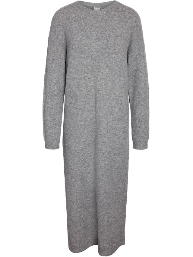 Noisy May Gebreide jurk NMLIZETTE MIDI Medium Grey Melange1