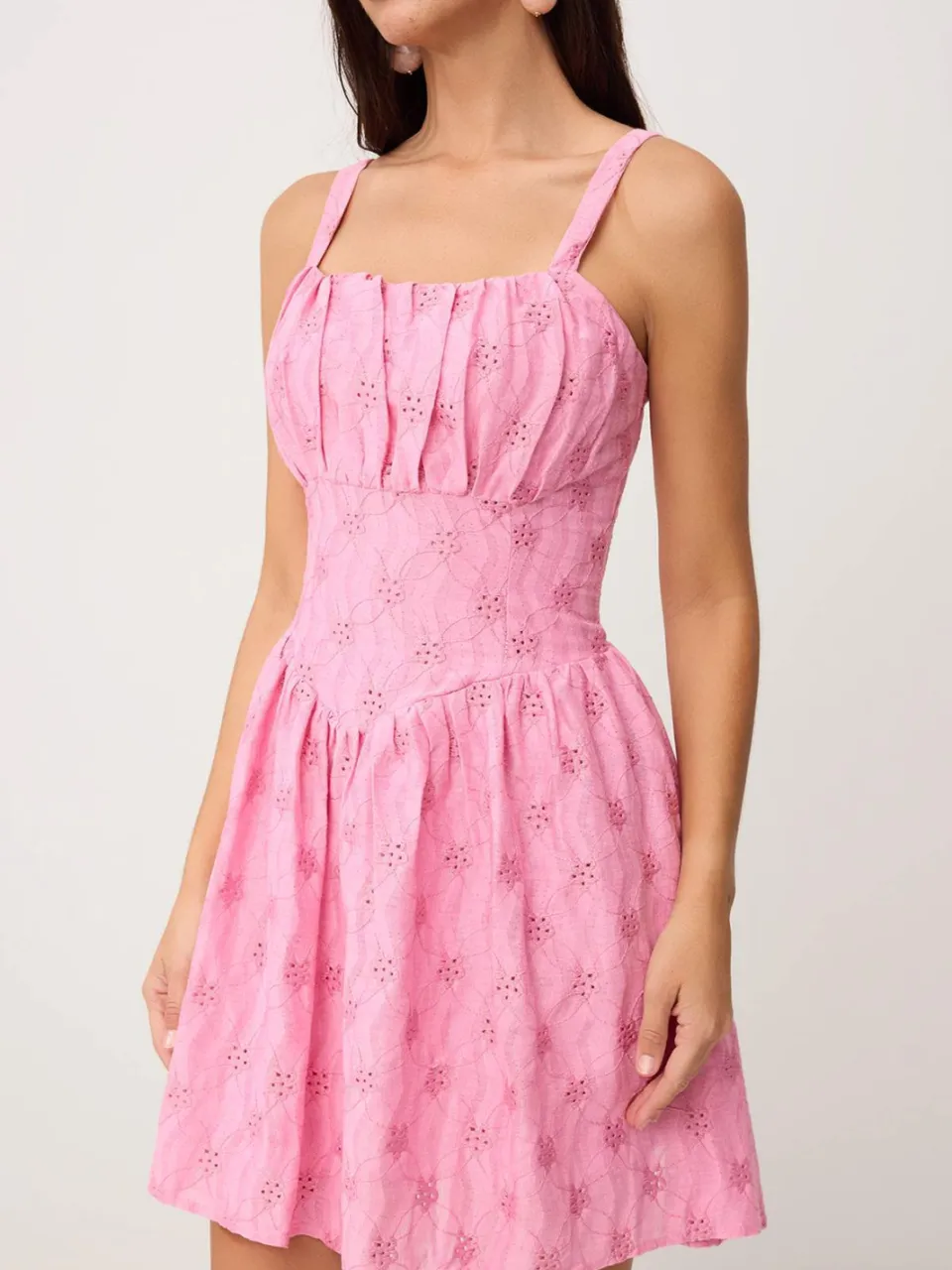 Trendyol TRENDYOLMİLLA Dames Roze Effen Kort / Mini Mouwloos Skater Jurken