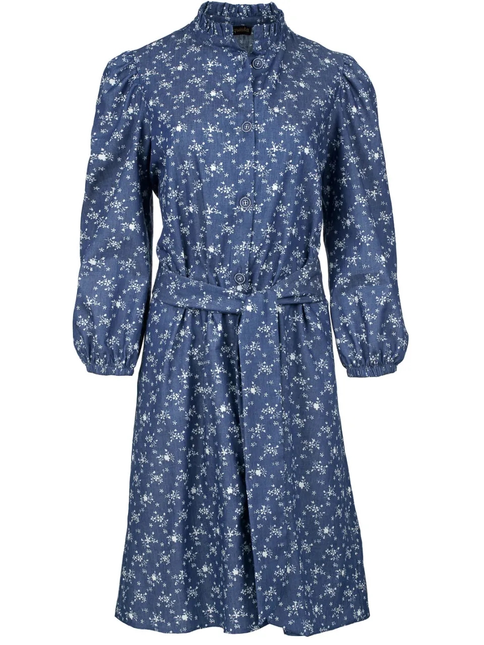 Conquista Indigo bloemen jurk met lange mouwen indigoblauw, foto 2