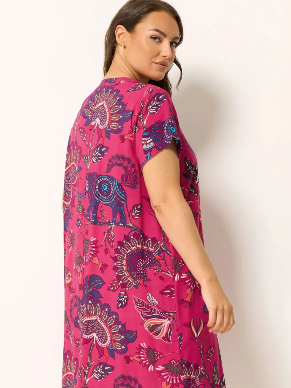 Yours Roze Paisley Jurk Met Plooien Aan De Voorkant, foto 3