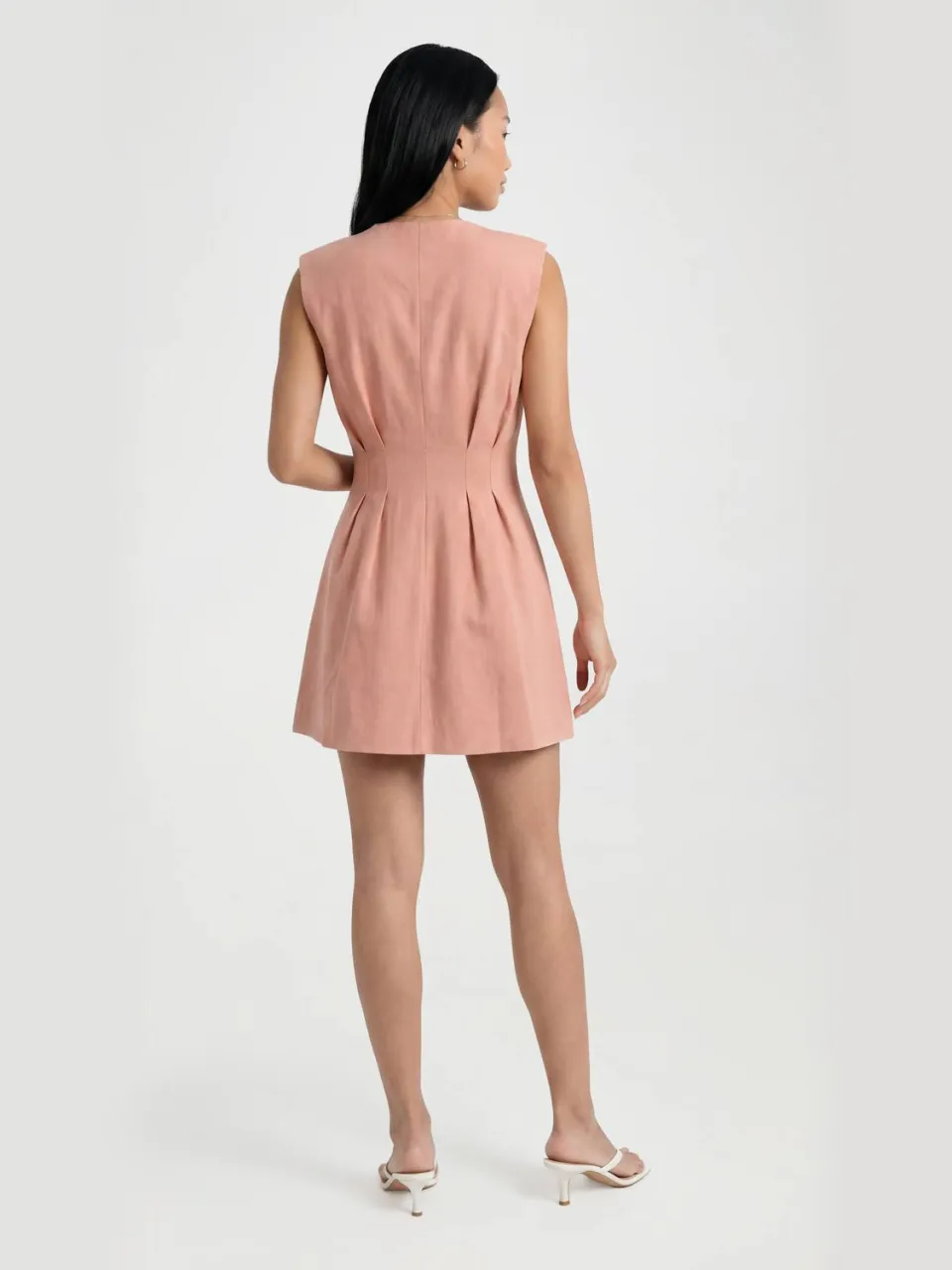 boohoo Dames Linnen-look Getailleerde Mini Jurk woestijnroos, foto 2