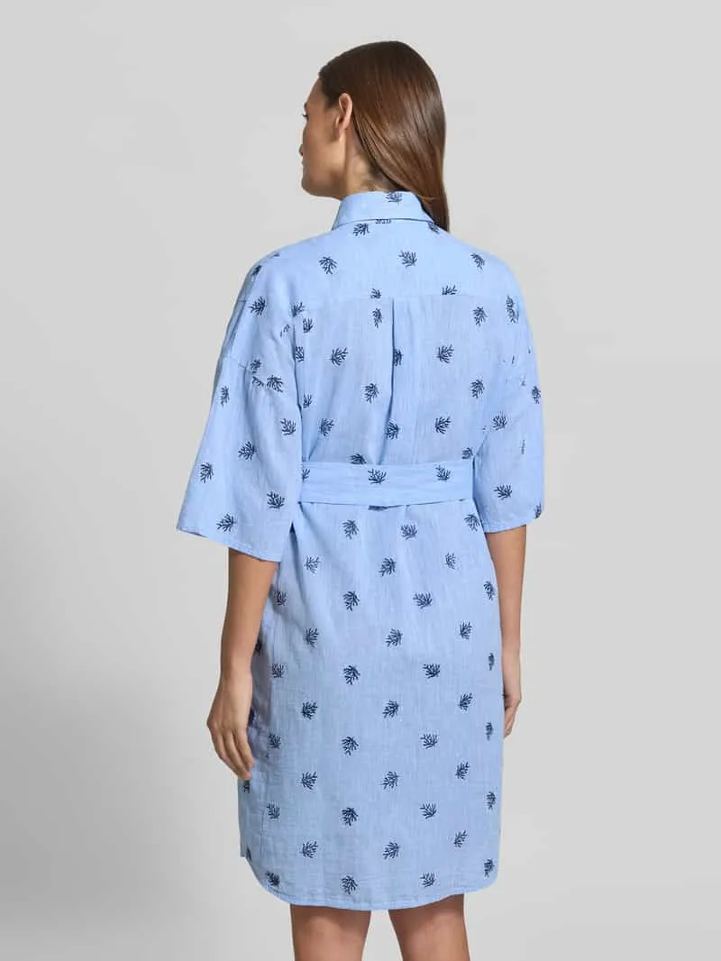 0039 italy Knelange overhemdjurk met Strikceintuur Model 'DERBY' bleu, foto 3