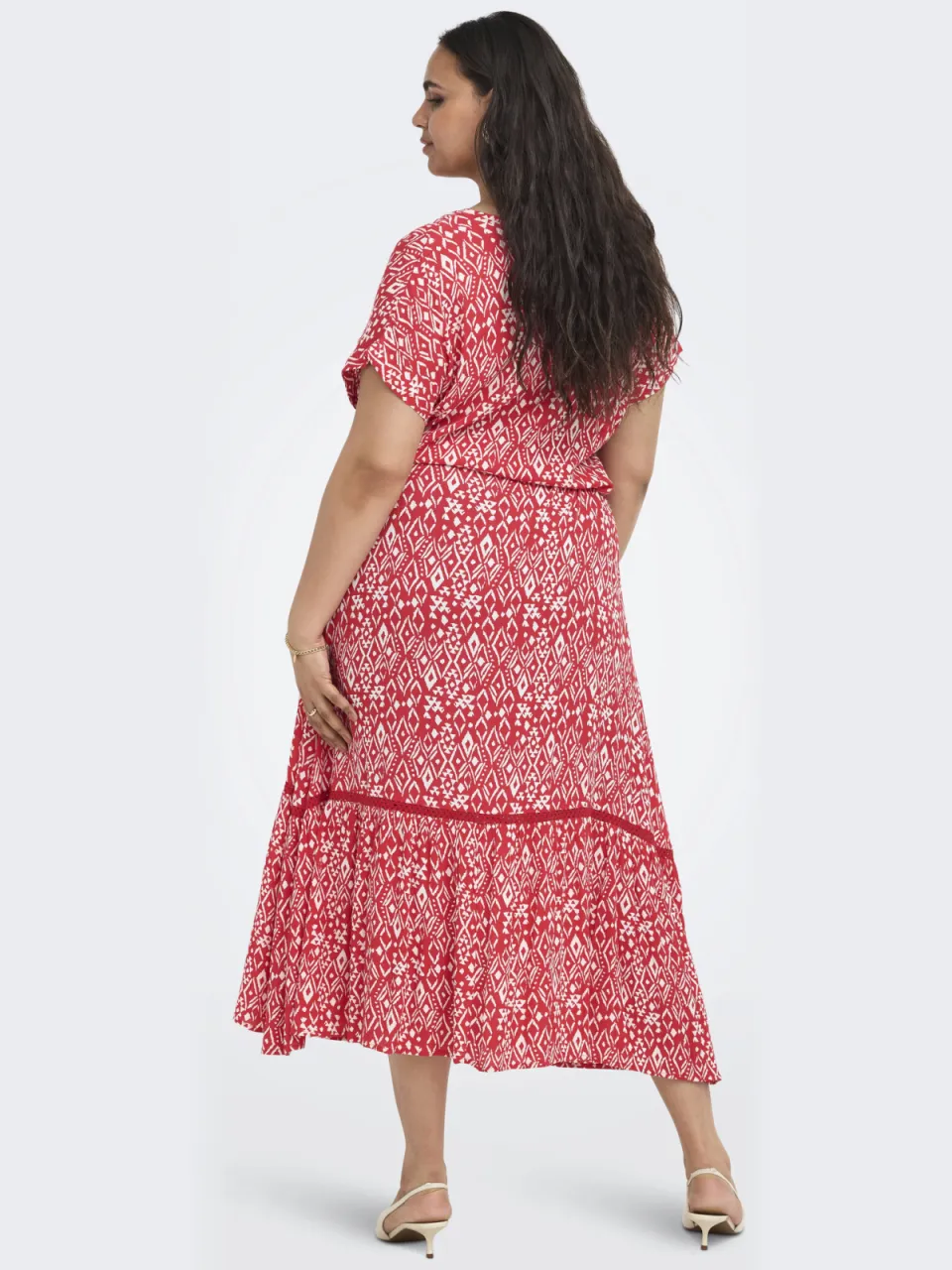 Only Carmakoma maxi jurk met print Plus Size - rood, foto 3