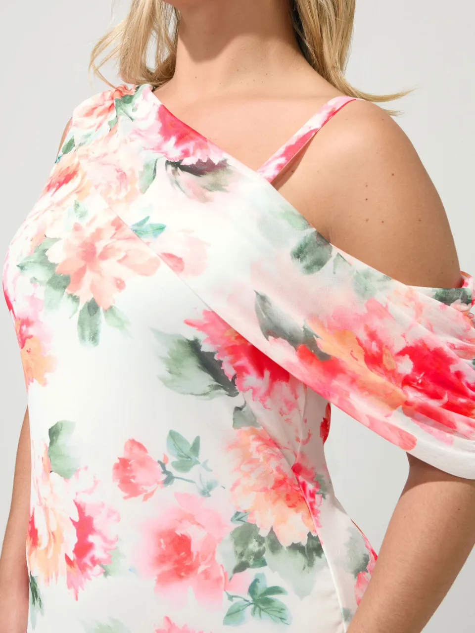 Yours London Witte Jurk Met Bloemenprint En Gedrapeerde Schouders, foto 4