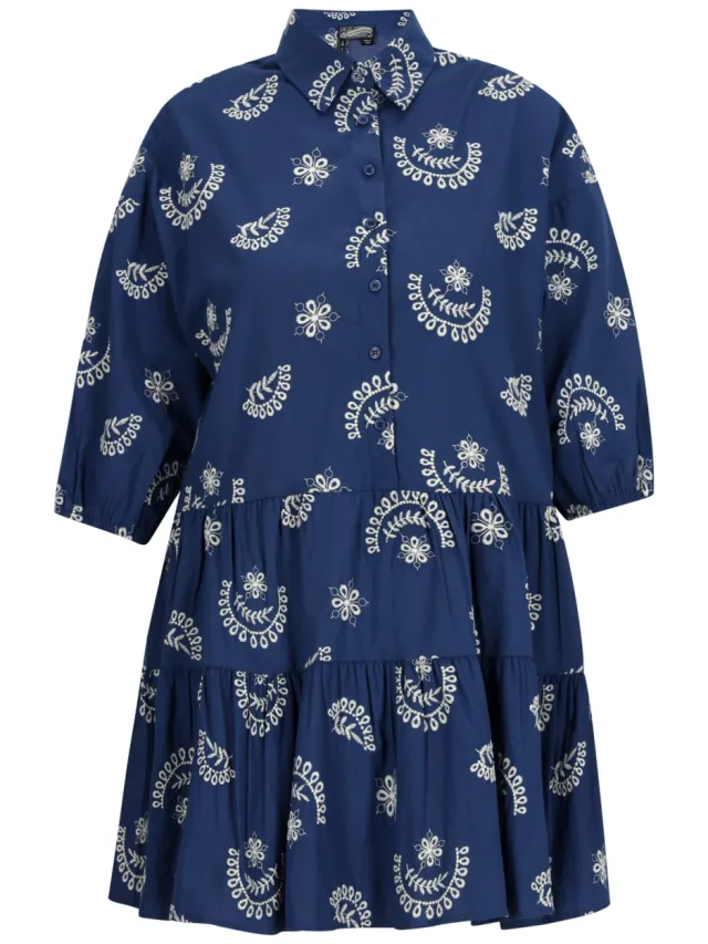 dreimaster Jurk Dames marine wol wit Marineblauw