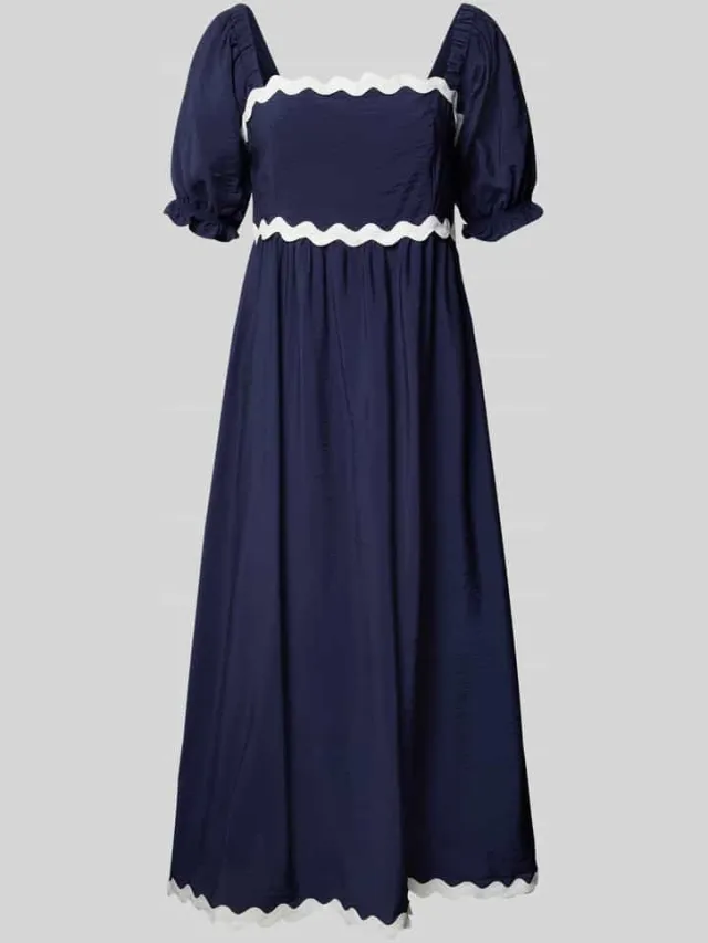 Apricot Tuniekjurk met vierkante hals marineblauw, foto 2