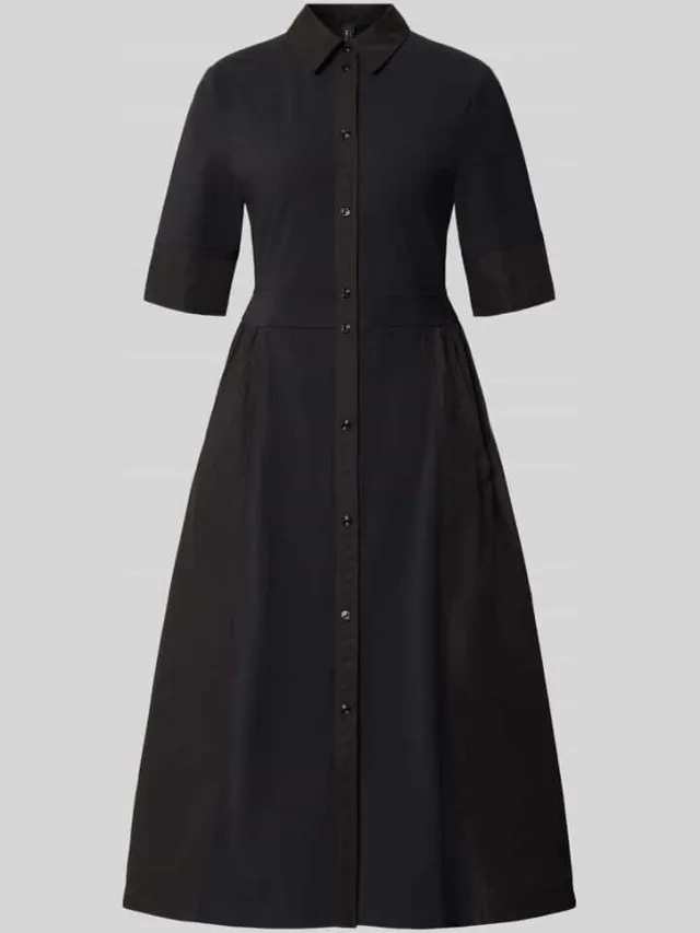 Marc Cain midi-jurk met platte kraag zwart, foto 2