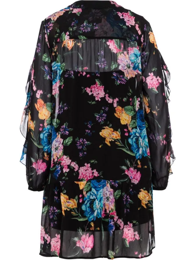 Marc Aurel • zwarte jurk met bloemen •
