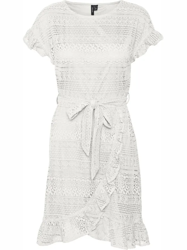 Vero Moda VMHONEY LACE S/S SHORT WRAP DRESS WVN GA - Dames - Mini jurken Snow White