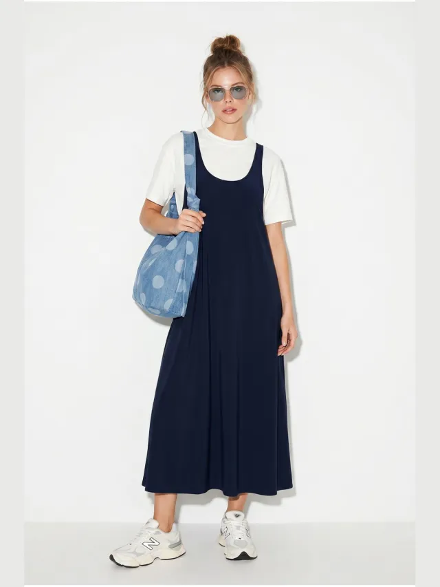Bianco Lucci Midi-jurk voor dames Marineblauw