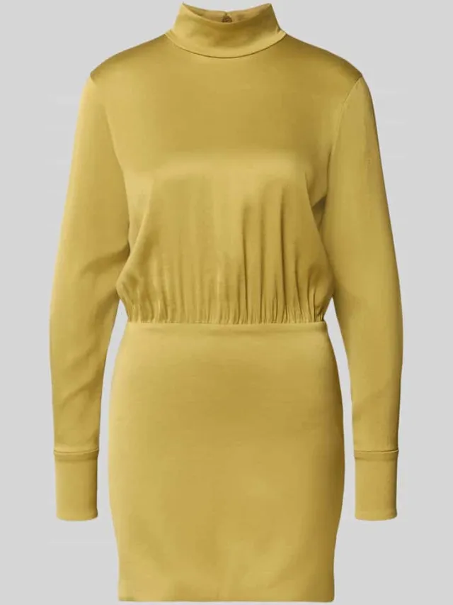 drykorn Minijurk met opstaande kraag model 'OVINE' geel, foto 2