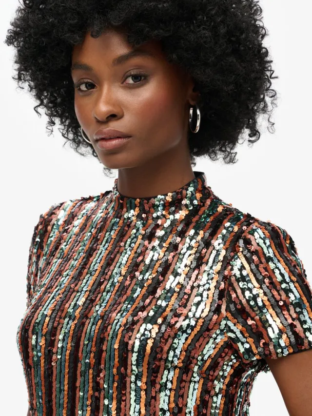 Superdry Mini T-shirtjurk met pailletten - Dames - Jurken multi sequin
