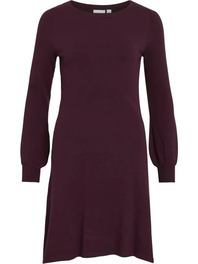 Vila VIKALIA L/S BOATNECK KNIT DRESS RP1/KA - Dames - Mini jurken Winetasting