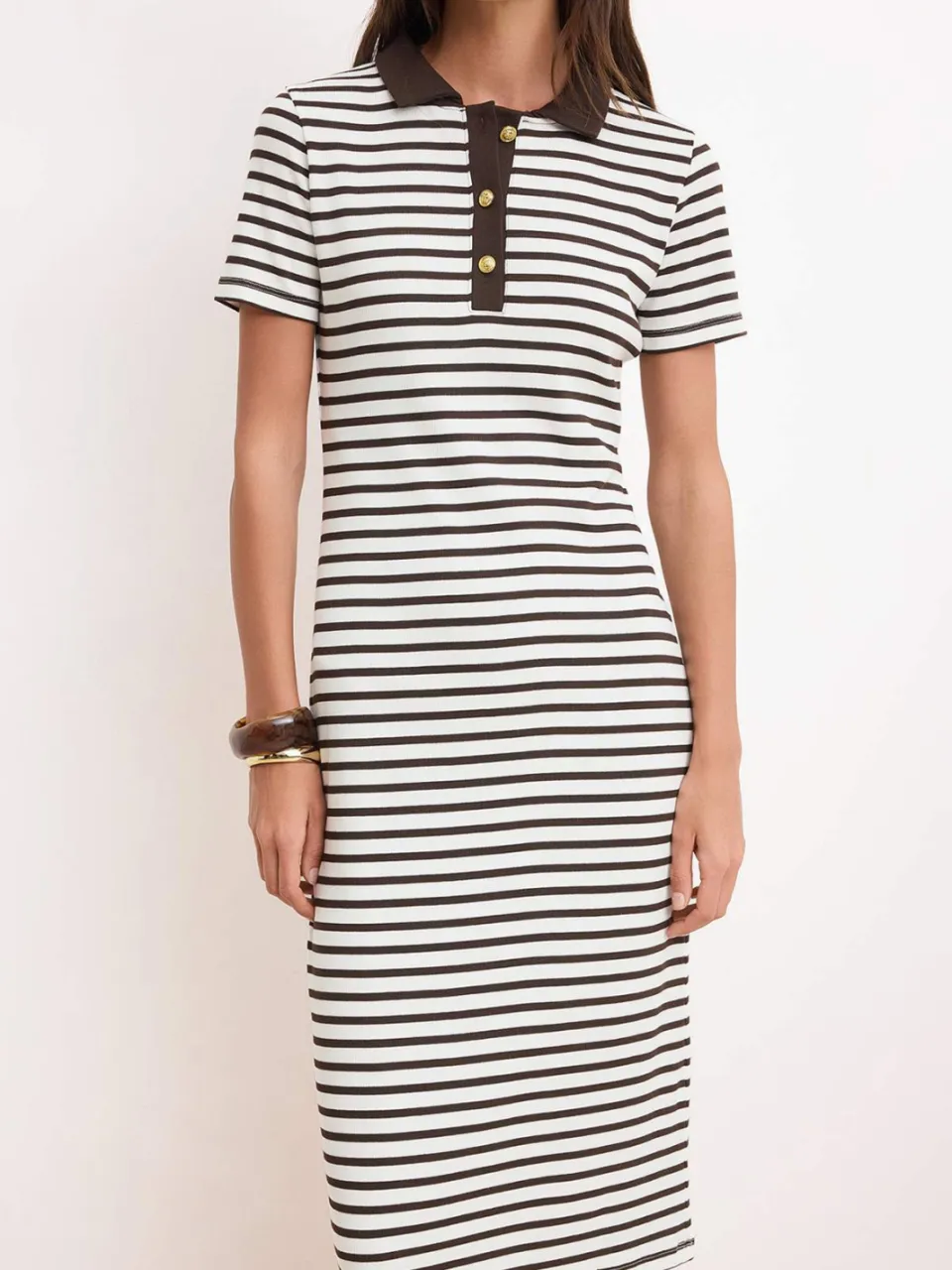 Trendyol TRENDYOLMİLLA Dames Bruin Gestreept Kort / Mini Kort Casual Bodycon Jurken, foto 2