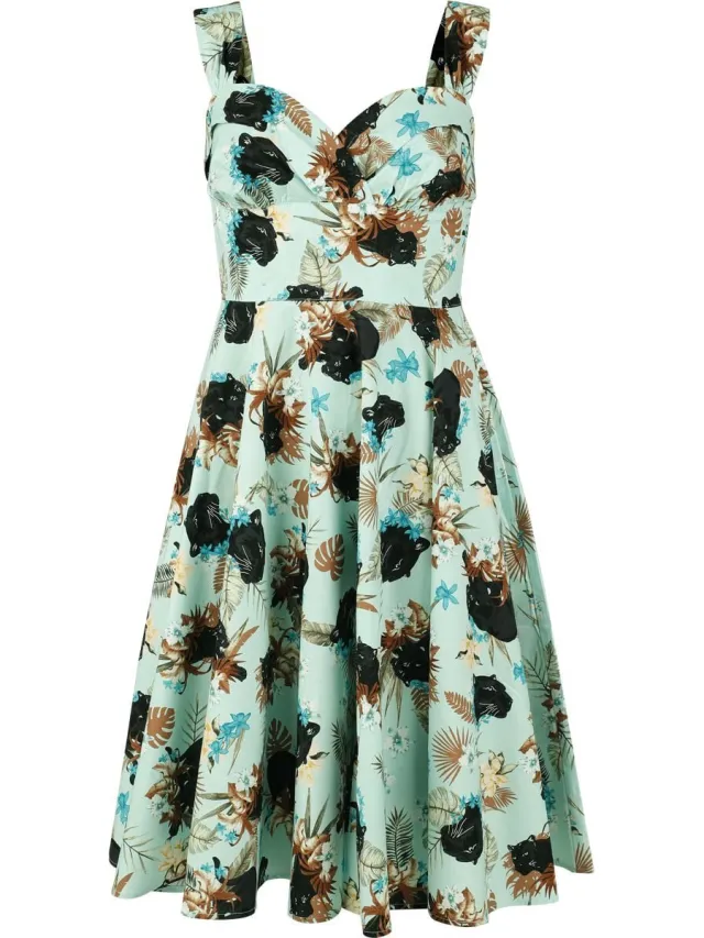 Hell Bunny Panther Dress Dames Midi-jurk - blauw